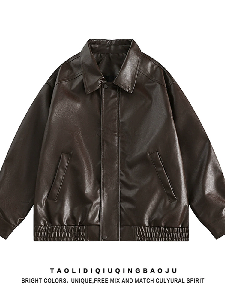 Jacket, polyurethane oversize, American retro style, high-quality oversized fit
