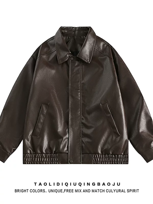 Jacket, polyurethane oversize, American retro style, high-quality oversized fit