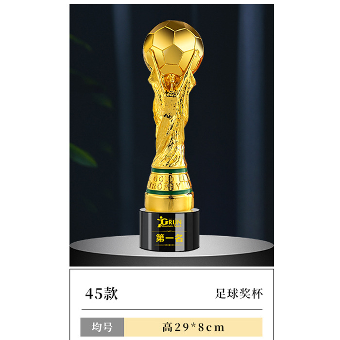 Fútbol Trofeo de cristal Creativo Tirador Deportivo Juegos Mundiales Torneo Medalla de resina Premios de equipo árbitro