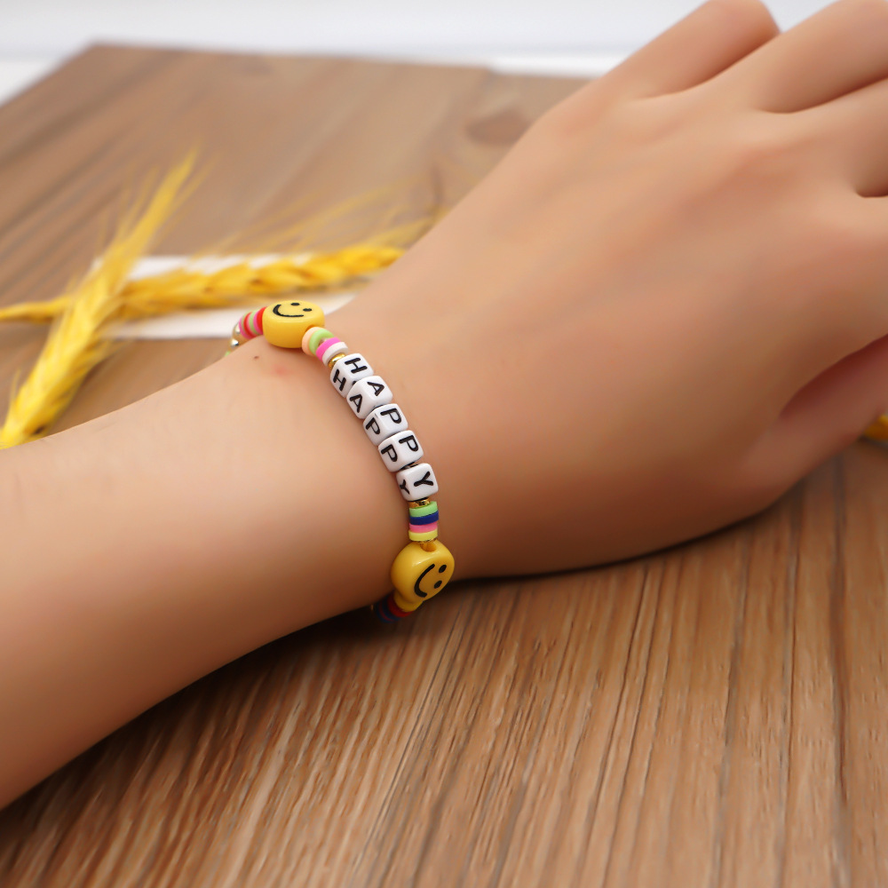 Letter Bohemian No Inlaid Plastic Soft Clay Bracelets Wholesale display picture 1