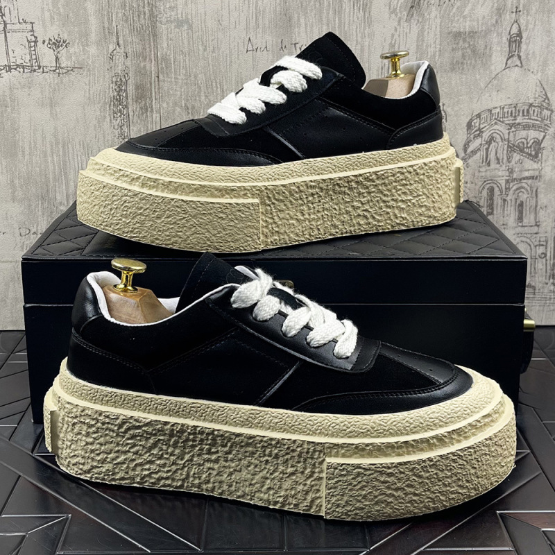 Thick-Soled Sneakers for Men, Popular Height-Increasing Shoes, Korean Style Trendy Versatile Black Shoes, New Low-Top Shoes for Young Men