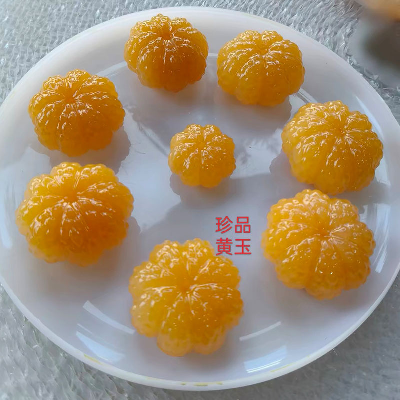 Natural Afghan Jade Orange Handheld Ornament, Yellow Jade Decorative Piece, Handmade Jade Carving Decoration, Wholesale from Manufacturer