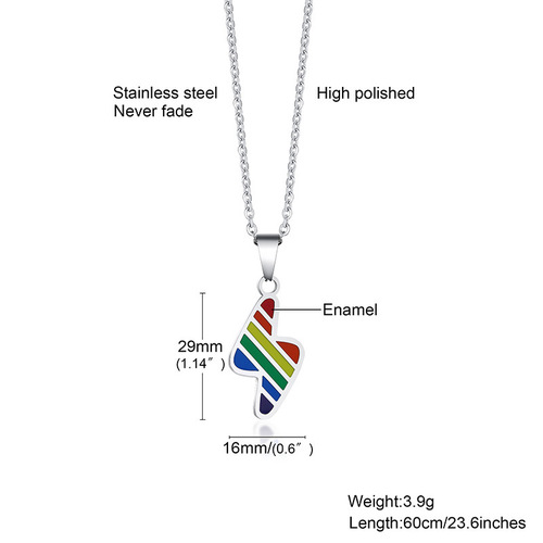 New Rainbow Earrings Friendship Jewelry Stainless Steel Rainbow Lightning Earrings Pendant Titanium Steel Earrings PE-010