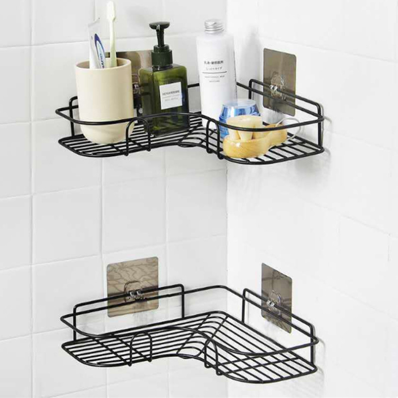 Bathroom punch-free corner storage rack bathroom utensils iron storage rack kitchen tripod bathroom corner rack