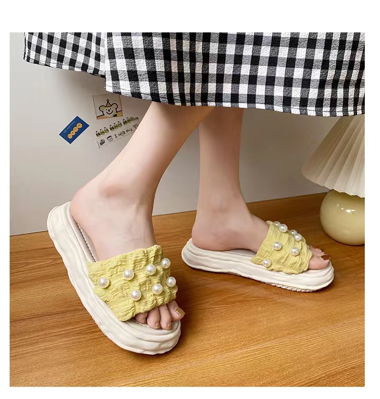 Nuevo estilo de hadas sandalias verano perla zapatos de mujer plataforma moda una palabra plataforma sandalias ventas directas de la fábrica