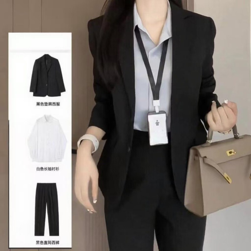 Spring and Autumn New Style High-End Temperament Professional Commuting Suit Jacket Fashionable Elegant Suit Black Suit Suit for Women