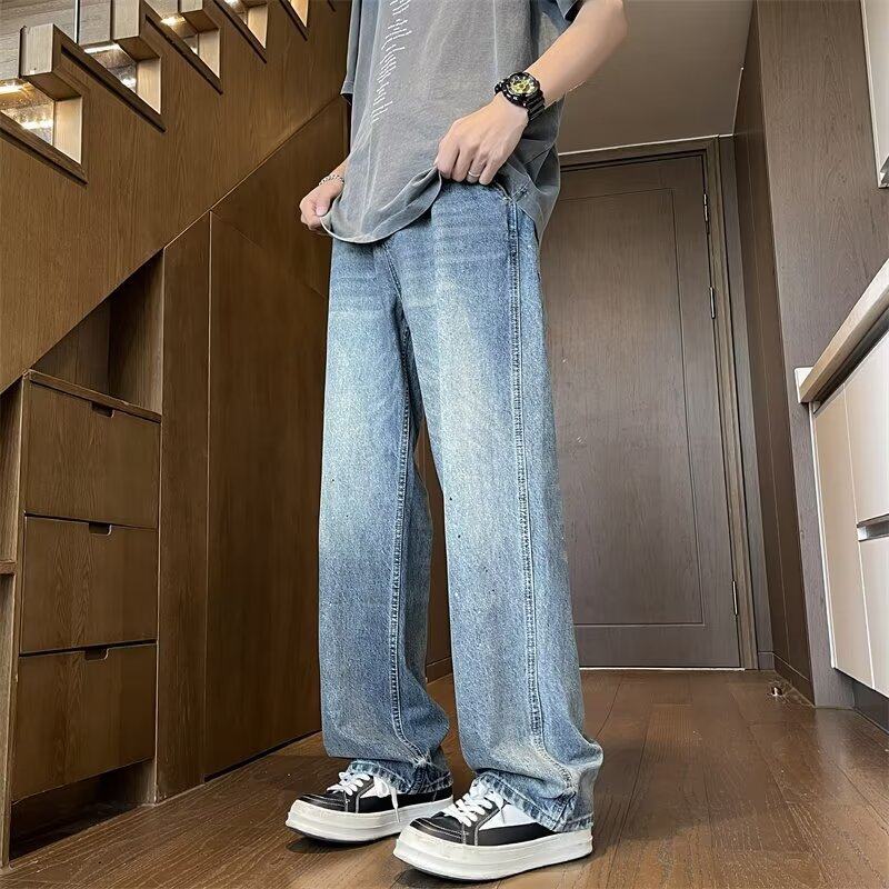 Lee Jeans Men's Summer 2024 High Street Thin Loose Straight Pants American Style Retro Blue New Pants Dipped