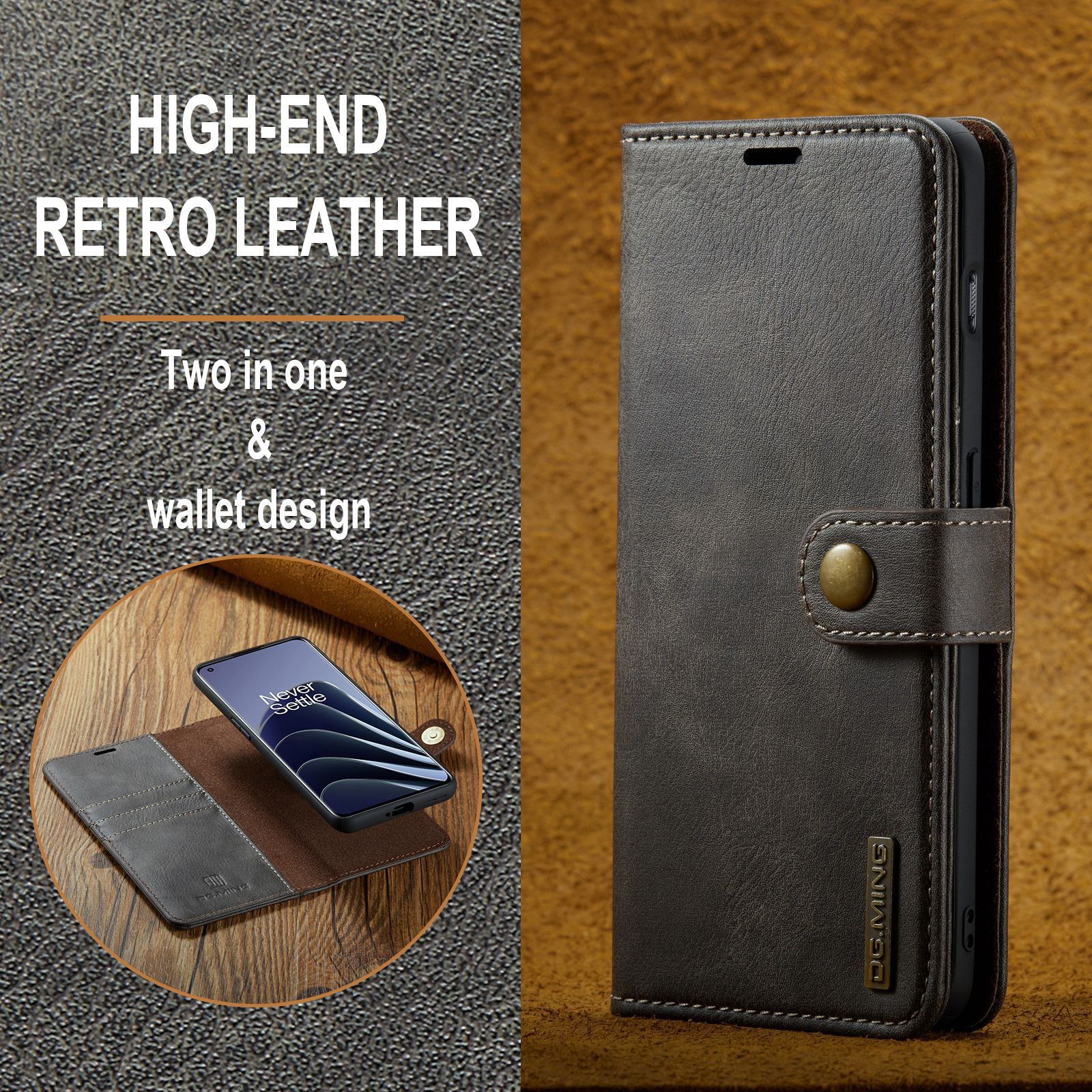 Adecuado para One Plus 1 + 10 Pro funda de cuero dividida magnética One Plus 9RT / Nord2 / N200 teléfono móvil dos en uno con billetera_voghion.com