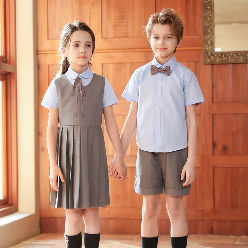 Uniformes escolares de verano para niños, uniformes de coro para estudiantes de primaria y secundaria, uniformes de jardín de infantes, uniformes de clase de estilo universitario británico para niños y niñas