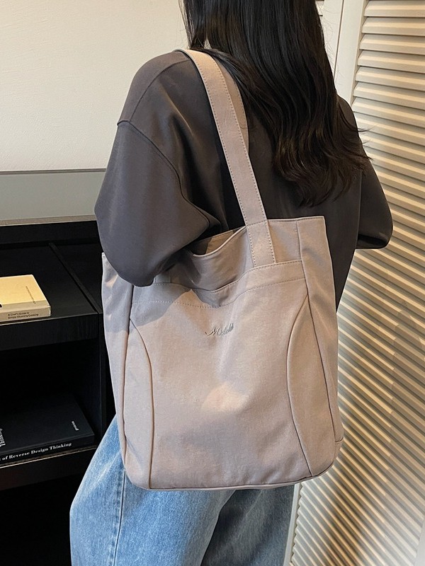 Bolsa de lona para mujeres nuevo estilo japonés retro simple de color sólido gran capacidad bolsa de transporte universal mochila universitaria