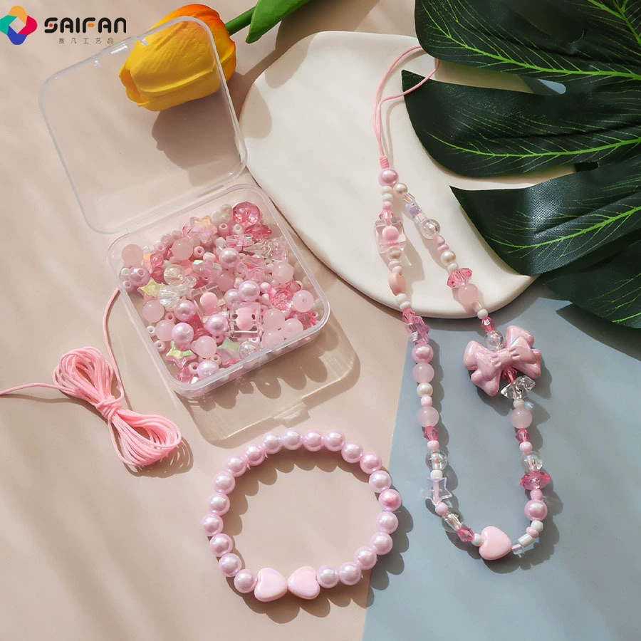 Beaded Bracelet Phone Charm, Mixed Beads Strap, Assorted Colors, 6 cm Pendant