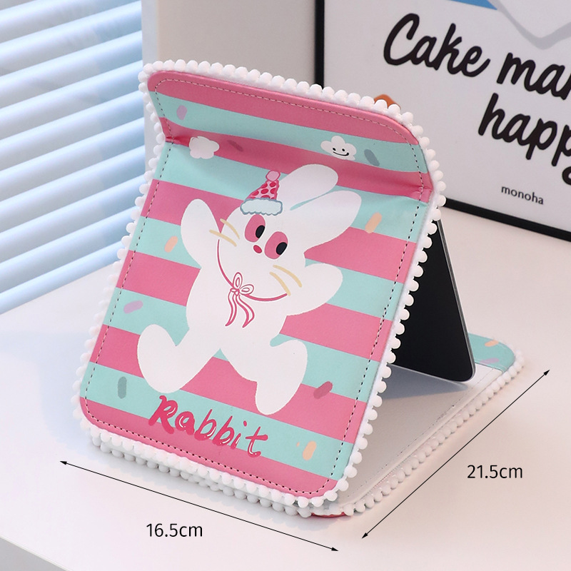 Espejo de maquillaje plegable de escritorio, dormitorio de escritorio, mesa de maquillaje de dormitorio, camarera, pequeño espejo encantador con usted