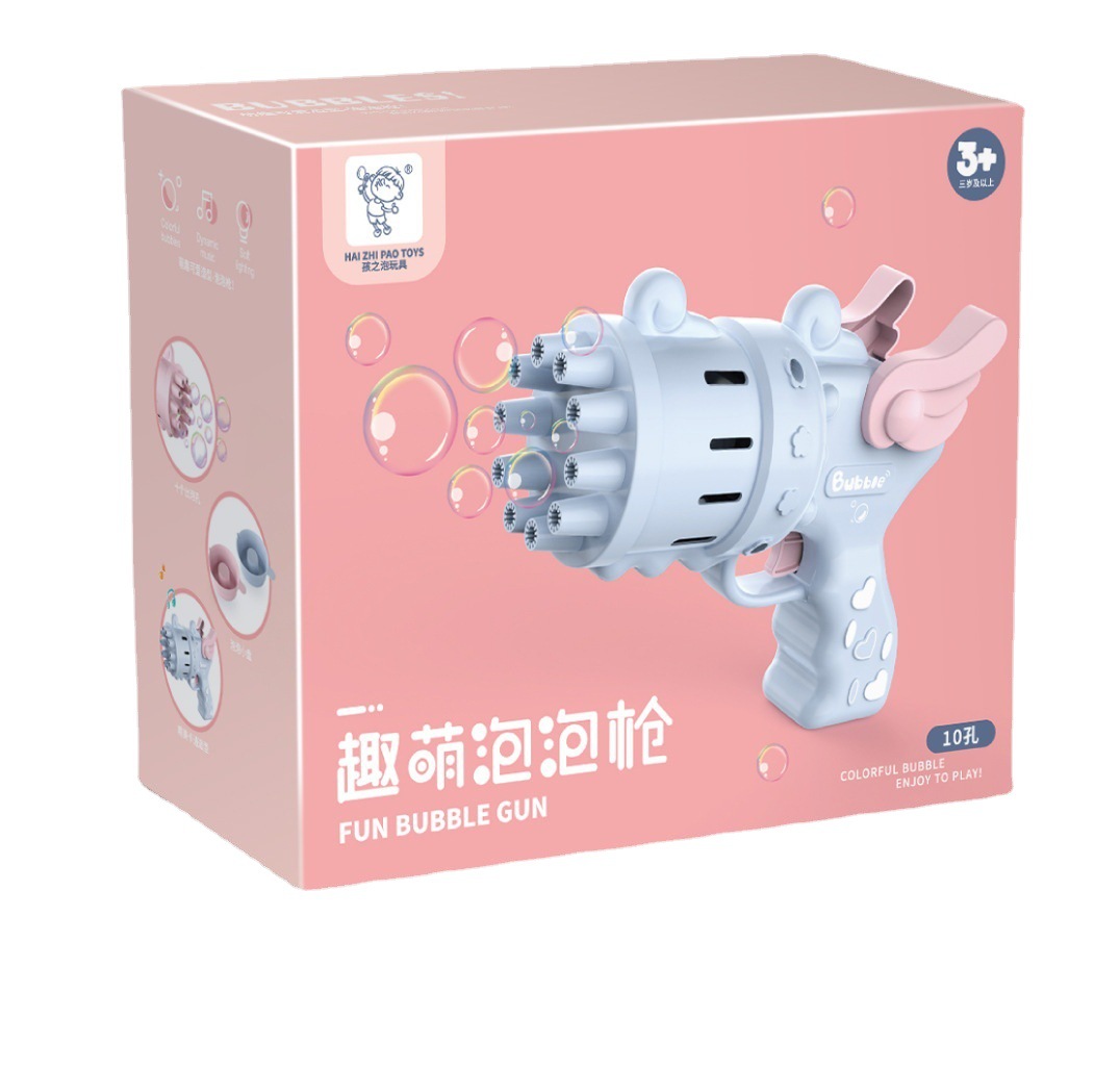 包郵兒童卡通電動(dòng)風(fēng)扇泡泡槍多孔吹泡泡地?cái)偀豳u玩具加特林泡泡機(jī)