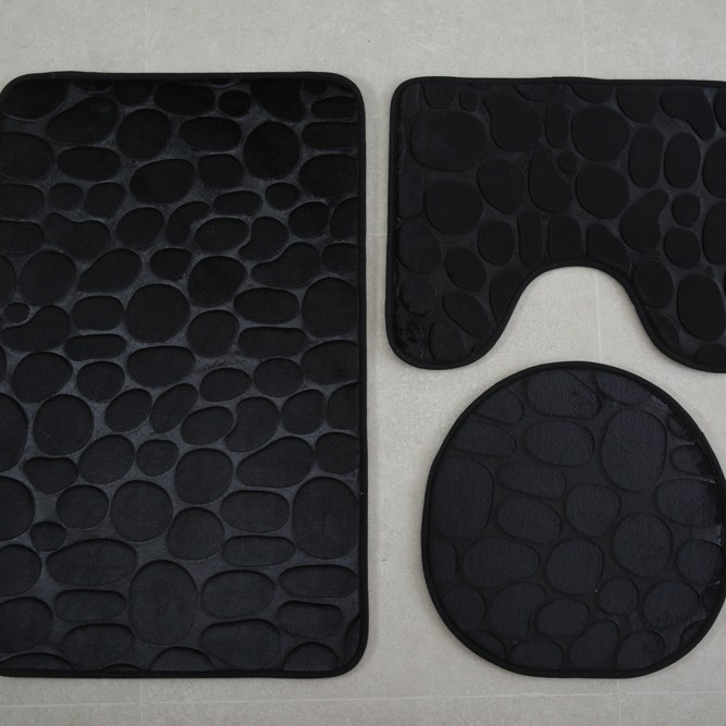Transfronterizo Amazon 3D Pebble inodoro de tres piezas baño absorbente alfombra de piso baño antideslizante alfombra de piso esponja
