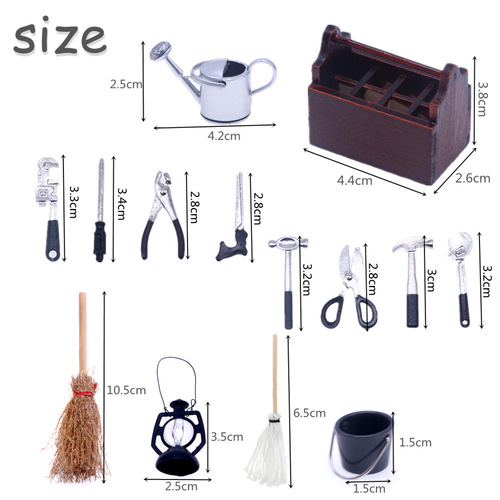 Dollhouse Wooden Tool Box Set BJD Alloy Tool Model OB11 Miniature Scene Accessory