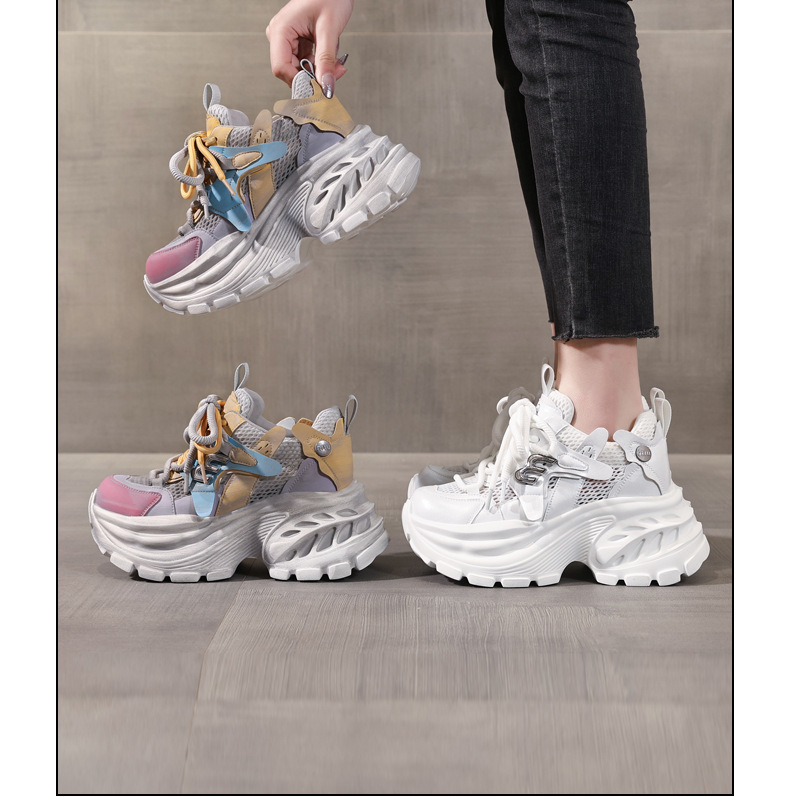 Giày sneaker nữ chunky đế dày tăng chiều cao, lưới thoáng khí, đa năng — màu sắc chi tiết 17