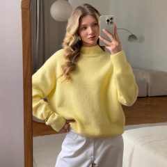 Свитер трикотажный Amazon ソリッドカラー プルオーバー ラウンドネック セーター 女性用