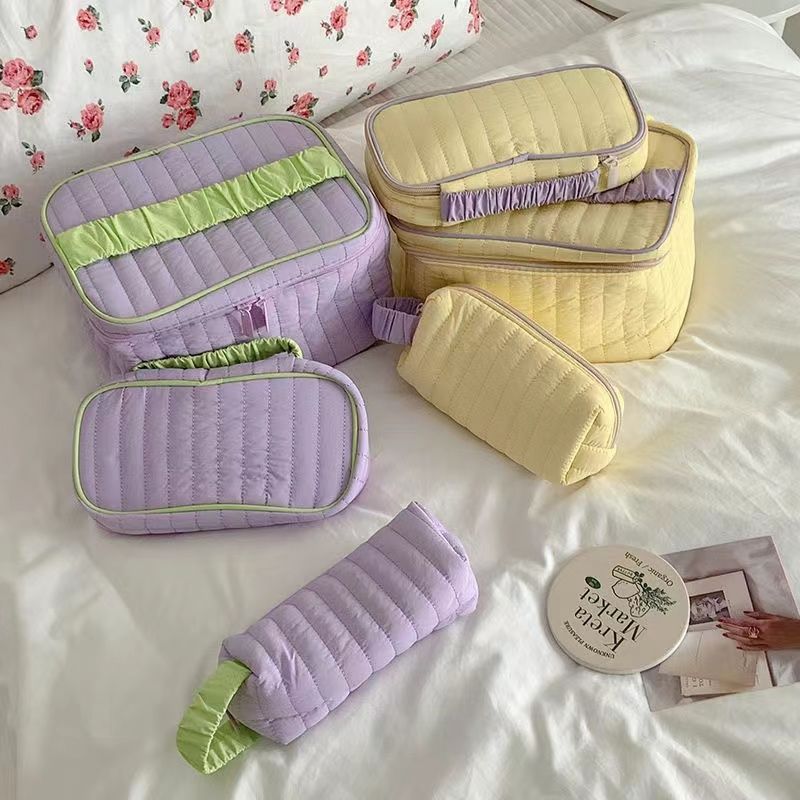 Nueva bolsa de cosméticos de gran capacidad bolsa de cosméticos de alta apariencia portátil Flip bolsa de almacenamiento para las mujeres