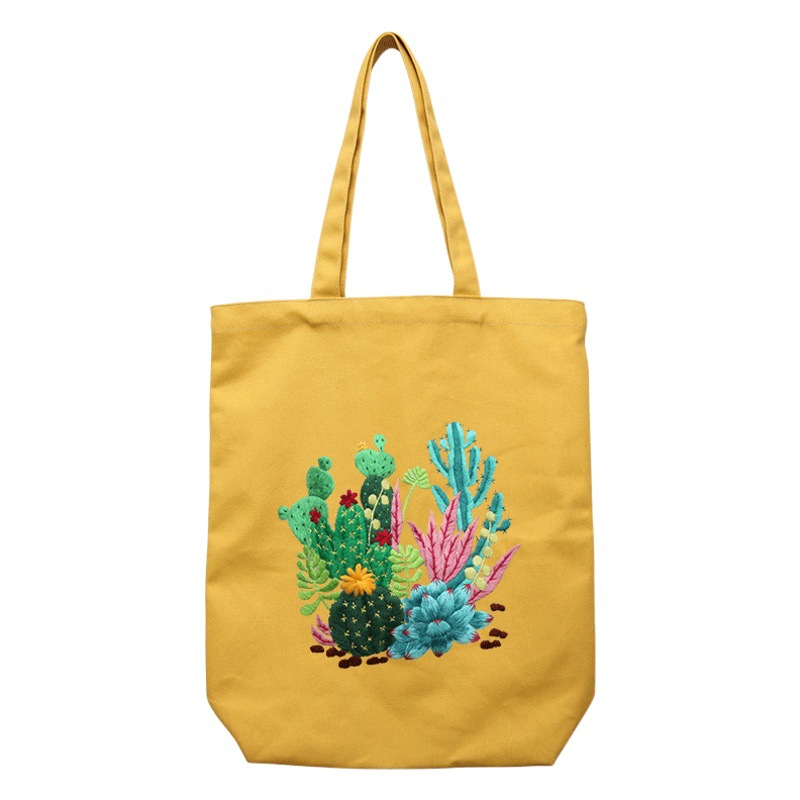 Bordado hecho a mano auto-bordado bolsa de material DIY bolsa de lona estudiante niños bolso de hombro principiante adulto Su bordado