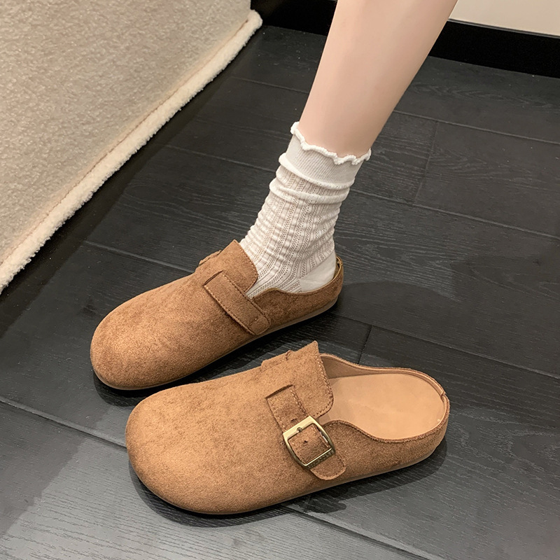 女王范复古包头厚底拖鞋女外穿2025秋季新款配裙子百搭半拖勃肯鞋|undefined