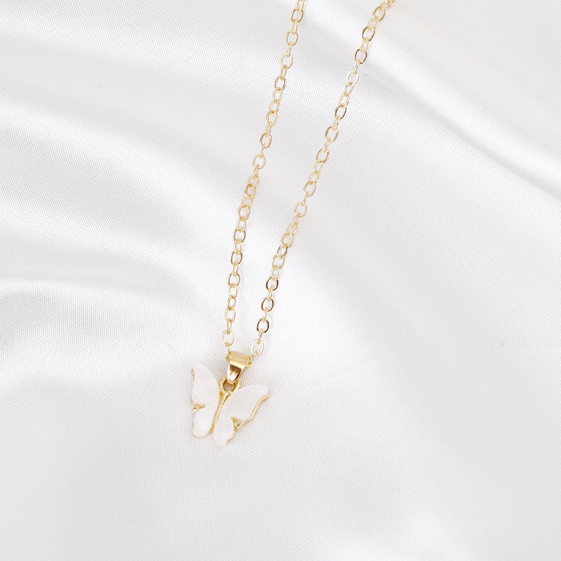 White plate butterfly necklace # Xl068