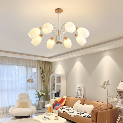 Living room chandelier cream style creative cotton pumpkin lantern modern simple atmosphere full spectrum eye protection warm bedroom lamp