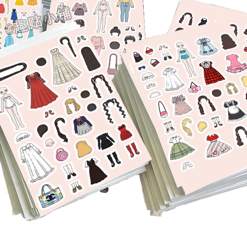 Muñeca princesa encantadora cambiando de vestir pegatinas hechas a mano niños divertidos rompecabezas libros tranquilos juguetes cuaderno DIY pegatinas