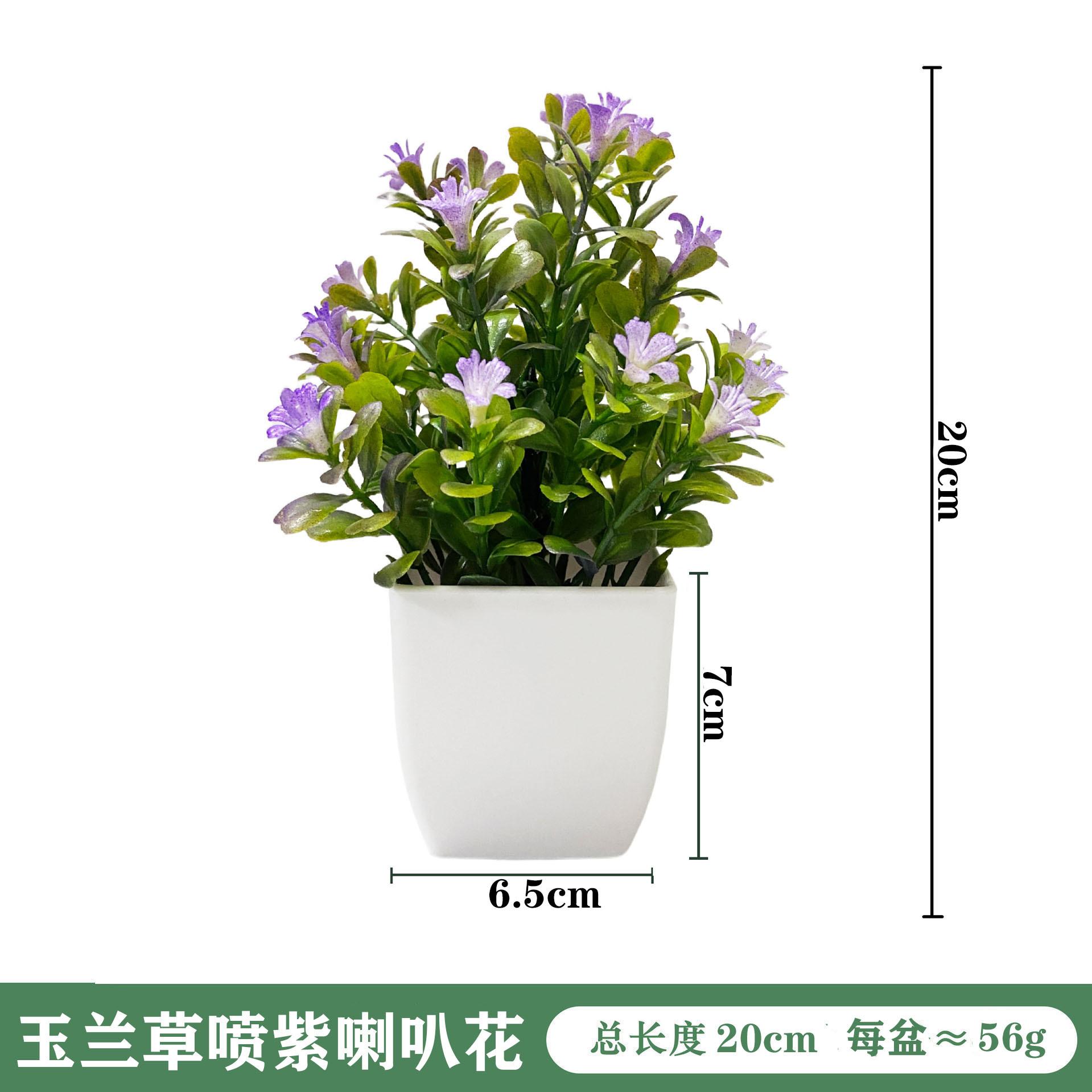 미니 흰색 화분 [목련 잔디 스프레이 보라색 나팔꽃]