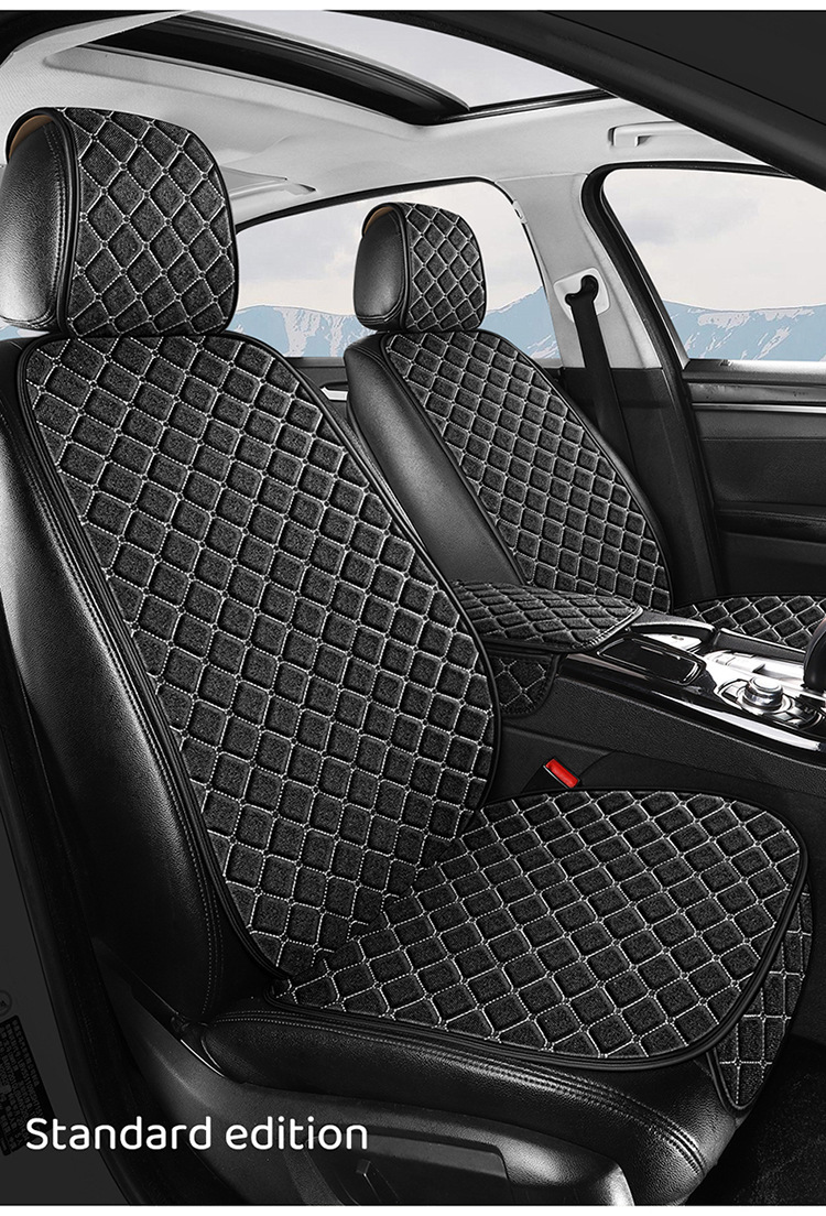 Cross-Border Popular Car Seat Cushion, Universal for All Seasons, Tie-Free Anti-Slip Three-Piece Set, Five-Seat Linen Seat Cushion, Drop Shipping