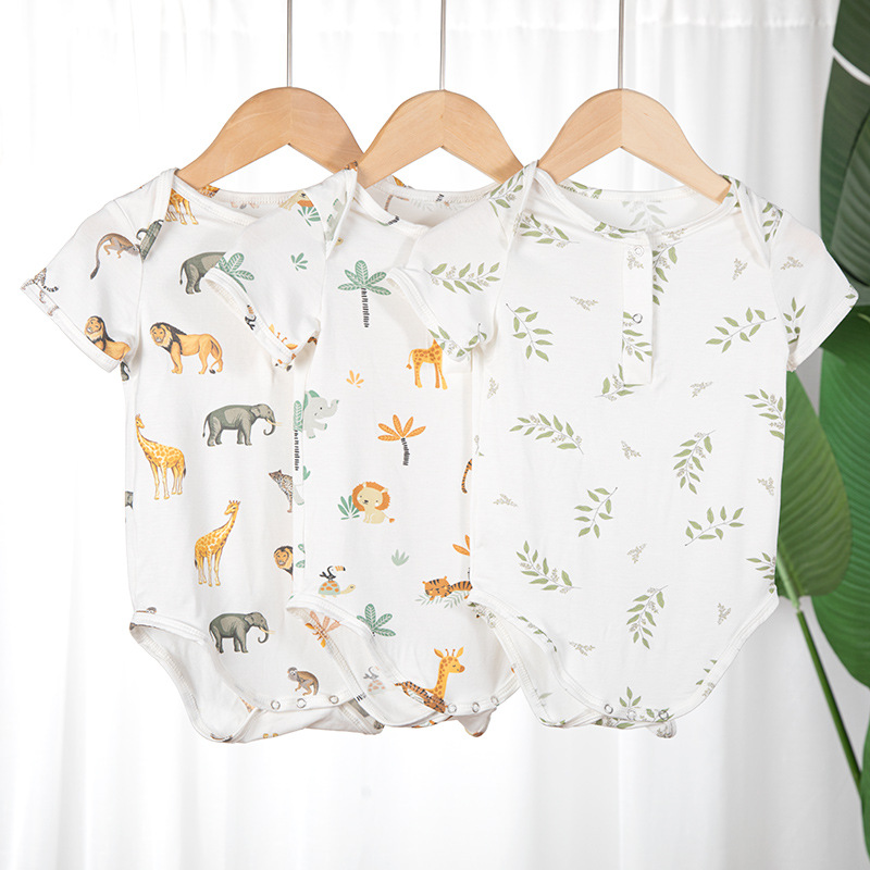 Cool antibacterial bebé de manga corta ropa de verano ropa modal hombres y mujeres bebé europeo y americano mameluco del comercio exterior