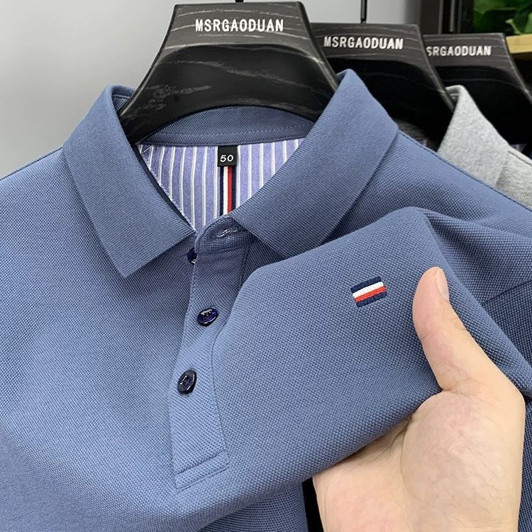 New Men's Imitation Cotton Short Sleeve Polo Shirt Summer Lapel Paul T-Shirt Casual Men's T-Shirt Half Sleeve Wholesale