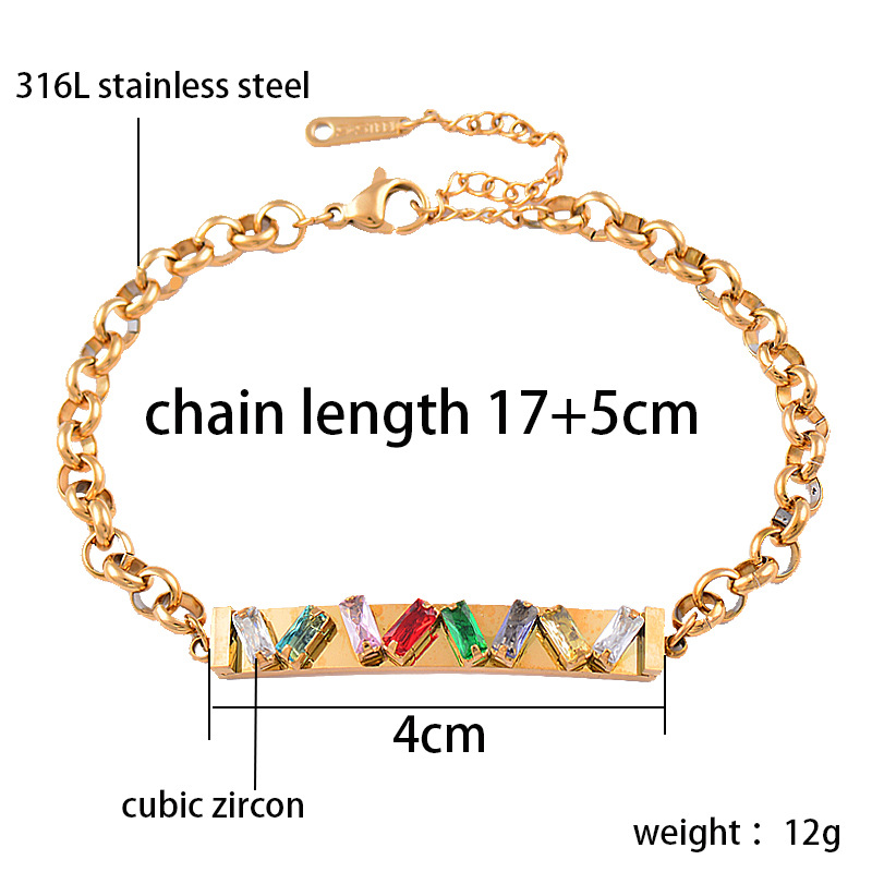 Fashion Geometric Titanium Steel Gold Plated Zircon Bracelets 1 Piece