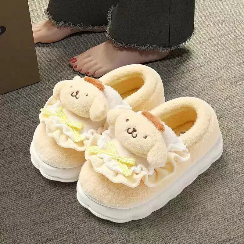 Cute keep warm winter non-slip slippers for students