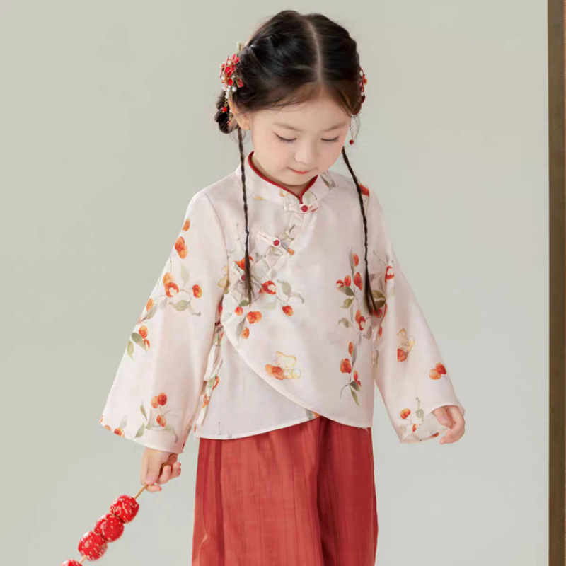 汉服女童新中式秋季2025新款儿童中国风小女孩古风中秋节春秋套装|undefined