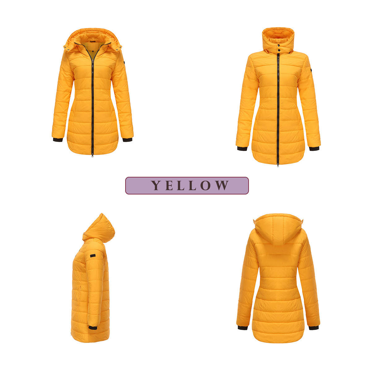 Abrigo de invierno para mujer con capucha extraíble parka impermeable_voghion.com