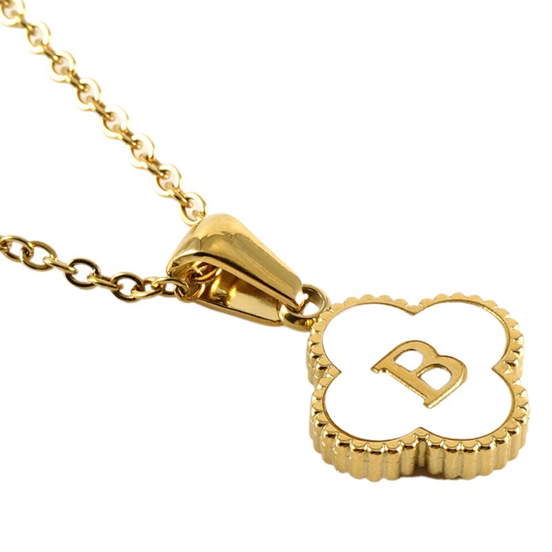 Nuevo estilo trébol colgante de acero inoxidable 18K oro collar ins estilo europeo y americano simple Shell carta clavícula cadena collar