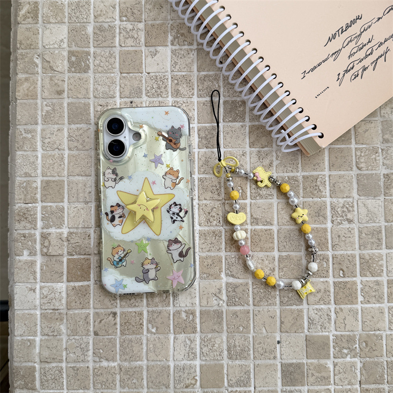 镭射立体星星云朵猫咪适用iPhone16苹果15ProMax/14/13手机壳新款|undefined