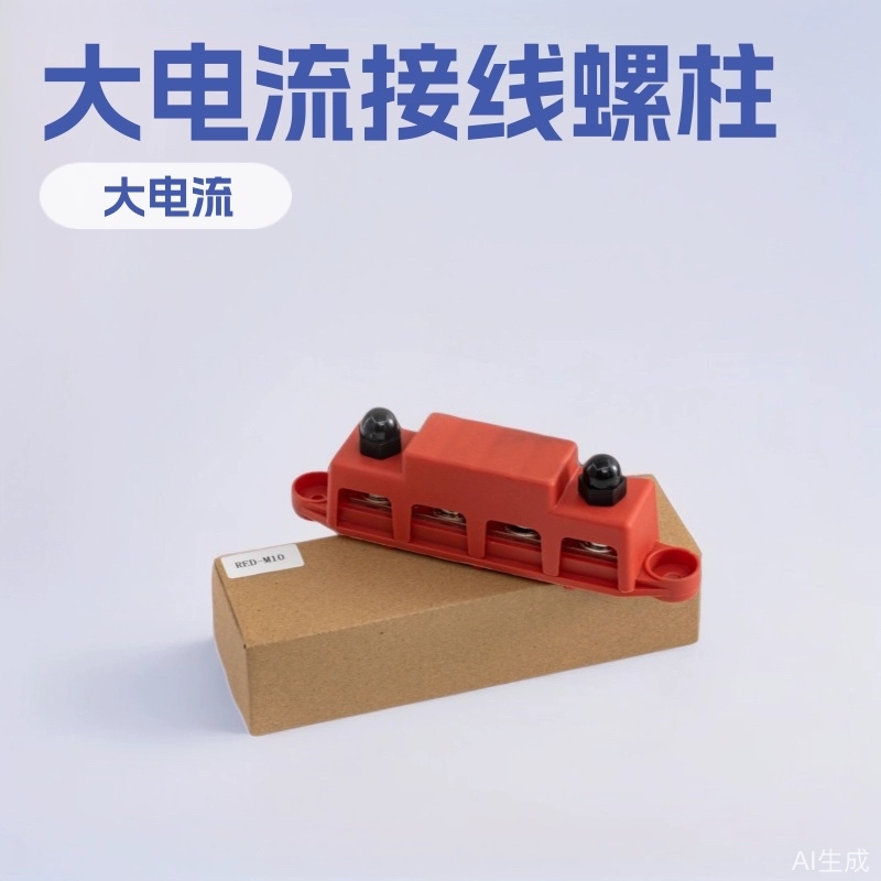 房车船舶汇线排 M8M10大电流接线螺柱 红黑色4螺柱配电块汇流排