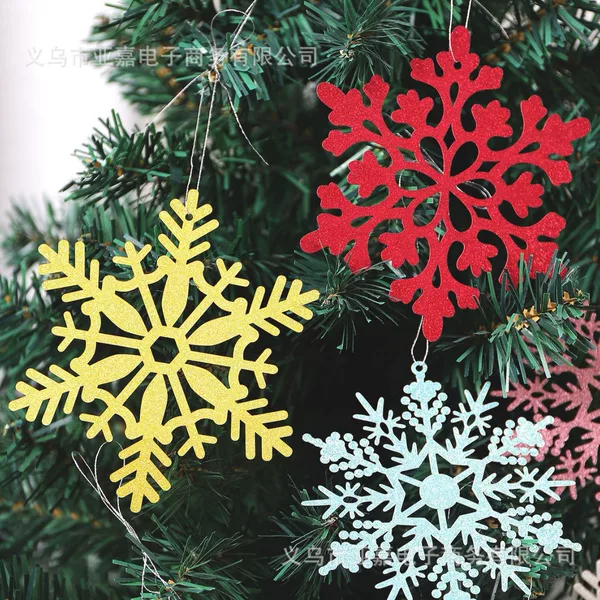Christmas Decorations 12-Pack Snowflake Hanging Ornaments Christmas Tree Artificial Snowflake Pendants Glitter Snowflake DIY Accessories