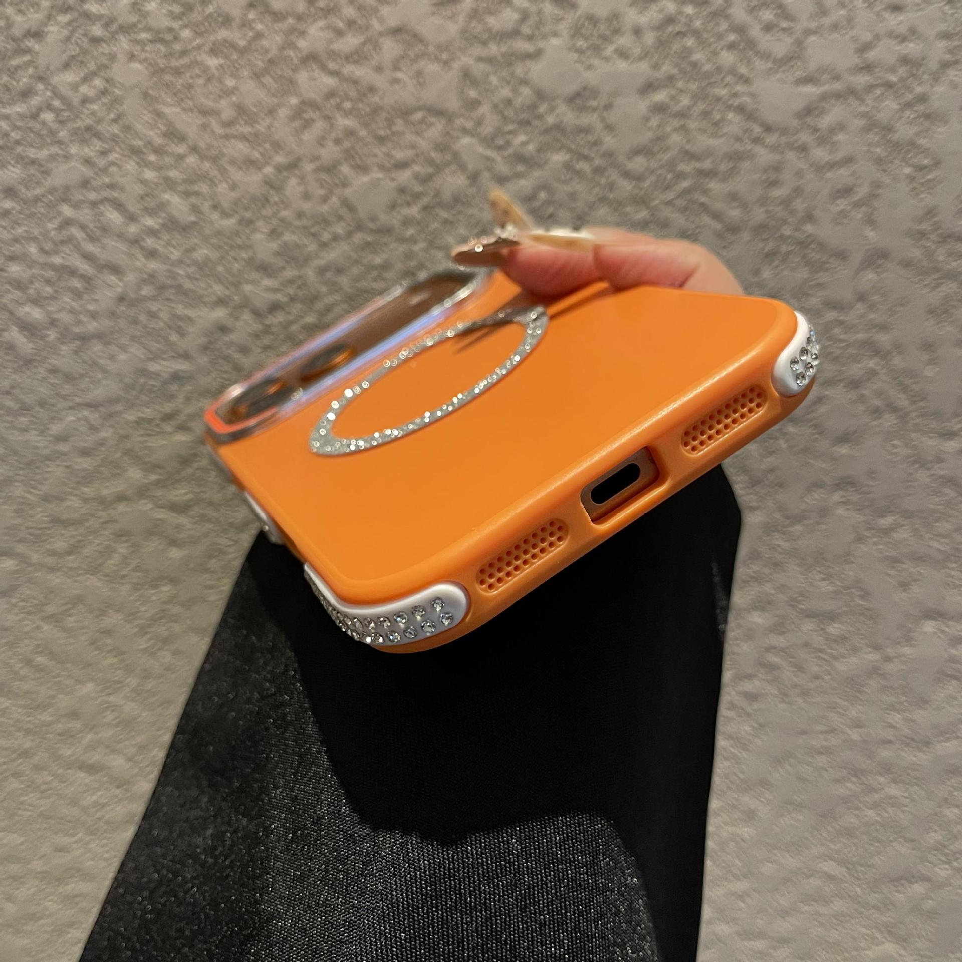 Rose Red Sparkling Diamond Phone Case Magnetic Protective Cover_voghion.com