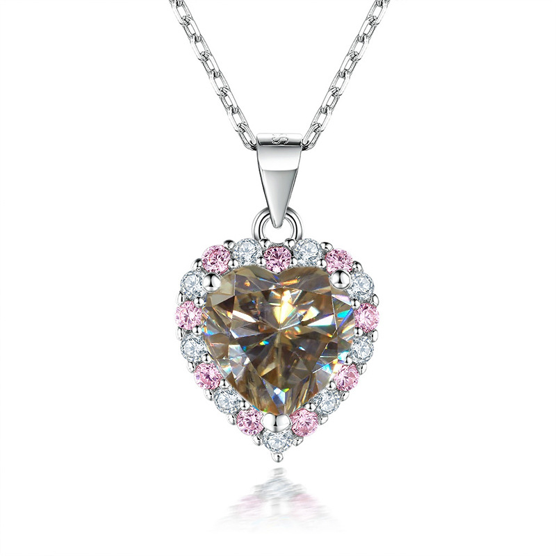 Collar de piedra de morsa de 2 quilates en forma de corazón color negro rosa rojo con certificado GRA nuevo caliente