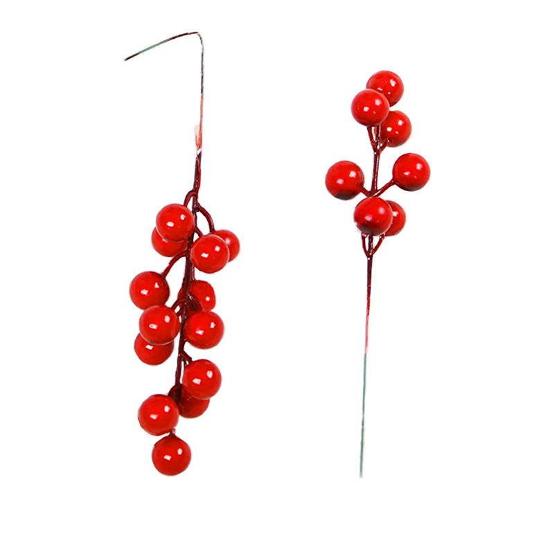 Venta al por mayor Navidad fruta roja árbol de Navidad decoración rama fruta roja cadena decoraciones de Navidad árbol de Navidad DIY decoración suministros