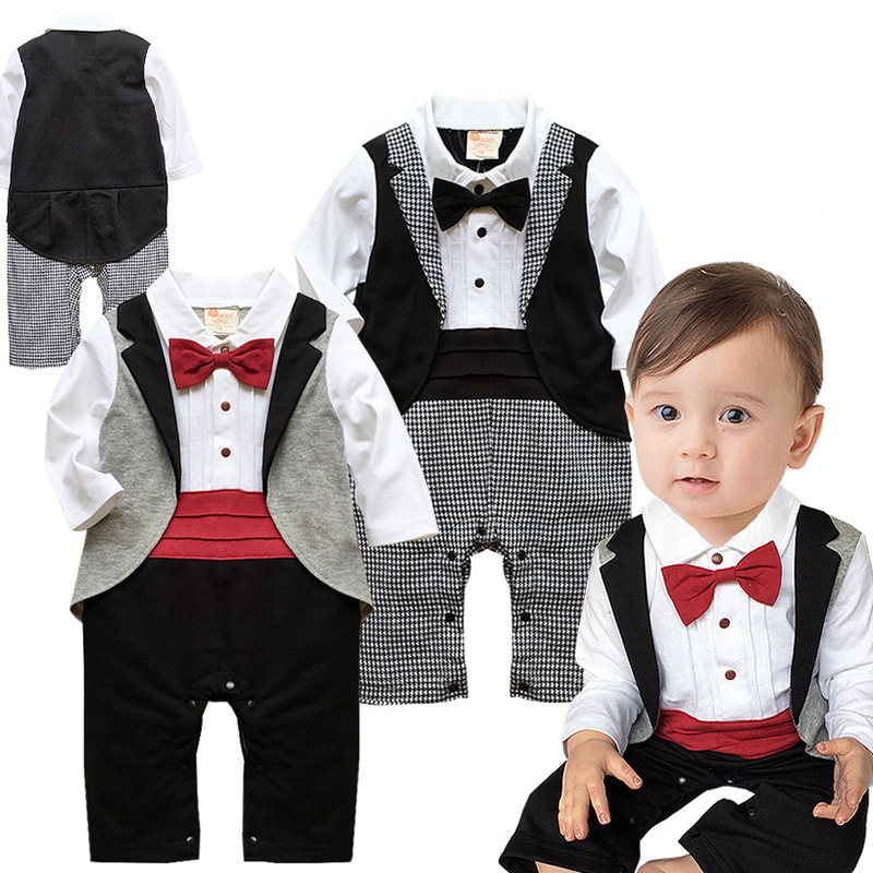 Foreign trade Children's clothing Boy Flower girl full dress One piece On behalf of Tuxedo baby The age of full dress baby one-piece garment Climbing clothes