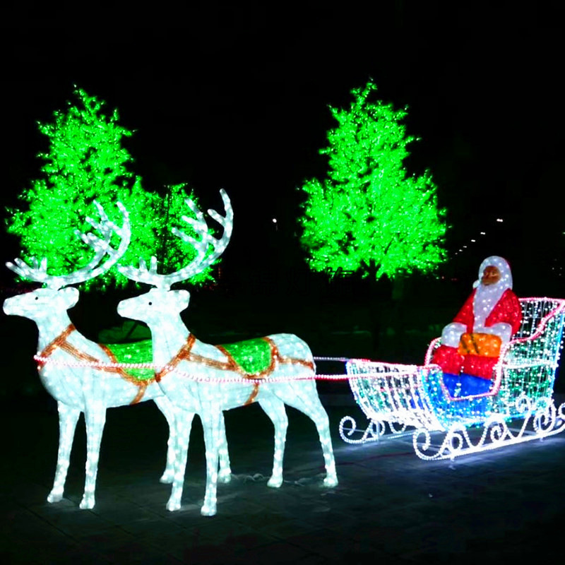 户外滴胶LED造型 鹿拉车 南瓜车圣诞老人仙鹤 造型灯