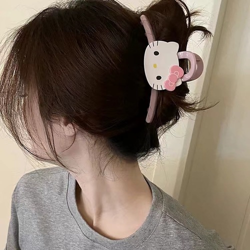 Hellokitty cute and sweet new style clip female niche high-end sense back head shark clip hair volume and hair accessories