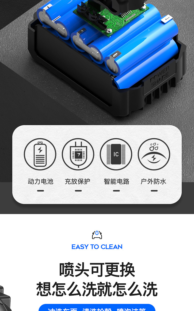 Wireless portable car washing machine car home high pressure car washing water gun lithium battery cleaning machine car washing pump tube wholesale