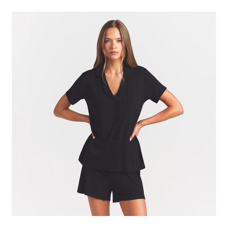 Skims-style modal short-sleeve loungewear set with shorts, can be worn outside, ribbed pajamas, original development Skims-style modal short-sleeve loungewear set with shorts, can be worn outside, ribbed pajamas, original development