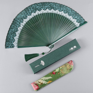 Hanfu Women's Portable Dance Fan, Folding Fan, Chinese Style Cheongsam Folding Fan, Bamboo Gift Box Set, Foldable Bamboo