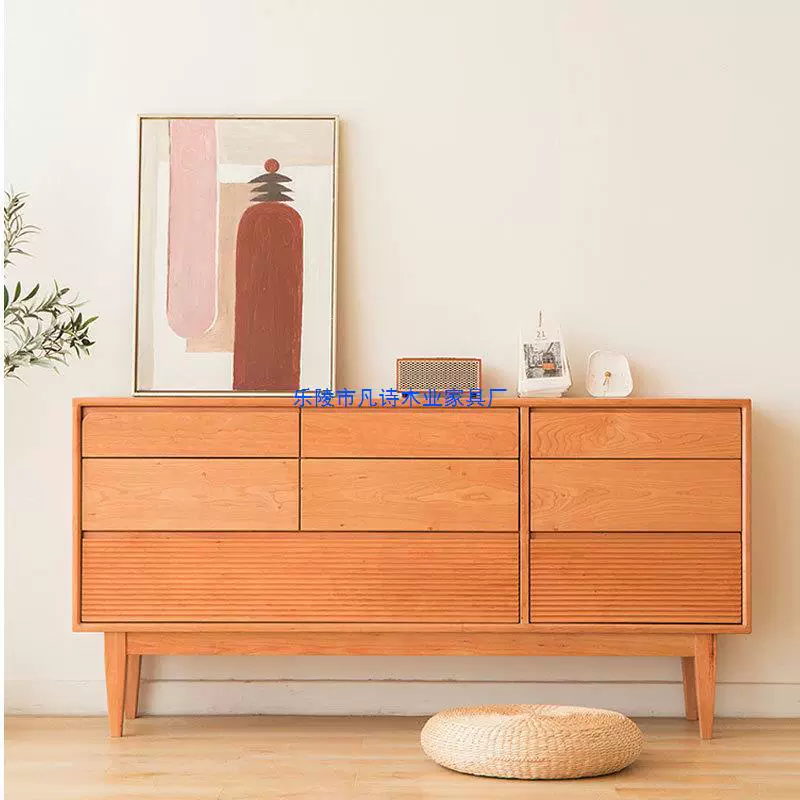 Североамериканский шкаф из чистого вишневого дерева с восемью ящиками, шкаф для хранения из цельного дерева для спальни, Скандинавский современный простой восьмиквадратный шкафчик