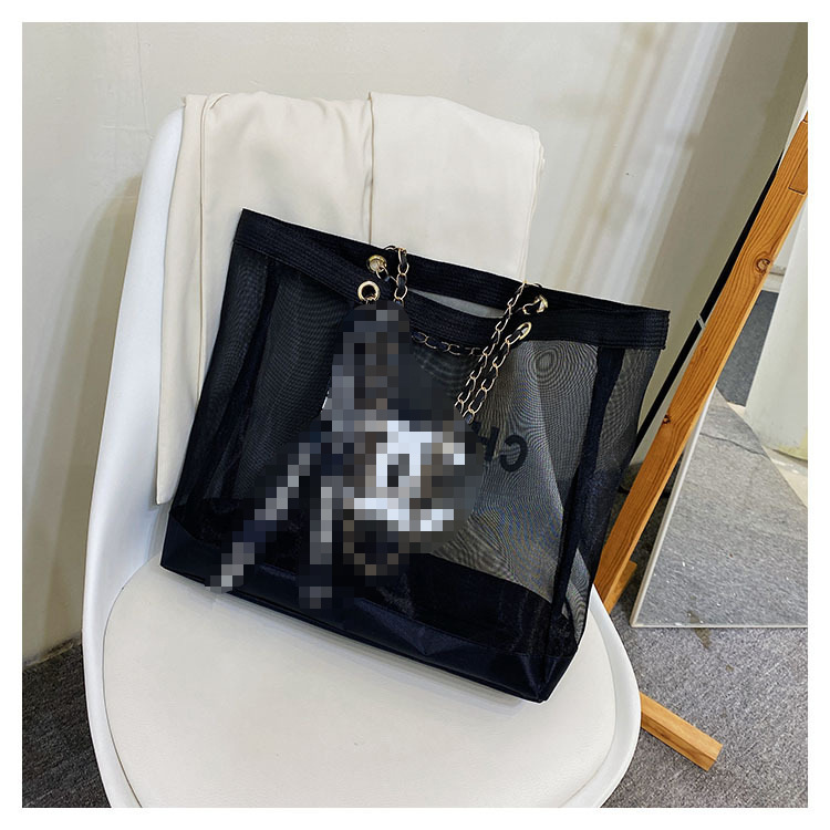 Women's foreign trade style mesh handbag, trendy brand for street and commuting use, single shoulder tote bag, fashionable chain beach bag